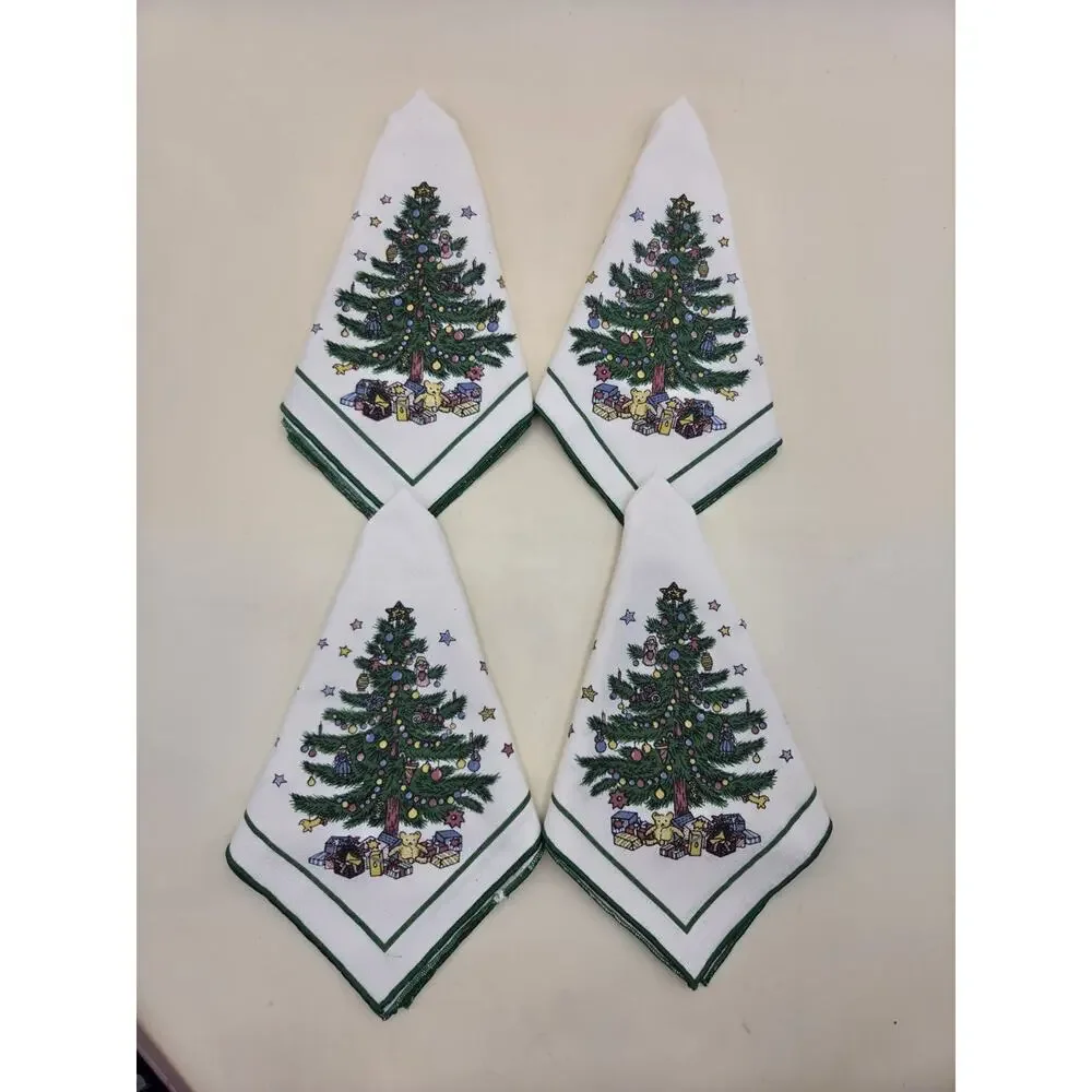 Set 4pc Nikko Happy Holidays Fallani and Cohn Christmas Napkins vtg RARE